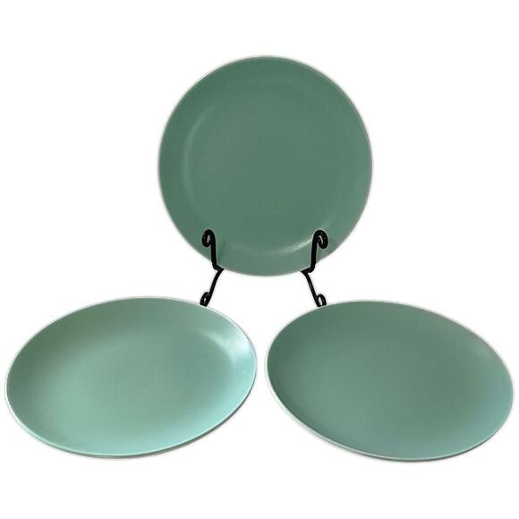 3 Poole Pottery Side Plates TwinTone Gloss Glaze Ice Green Vintage England MCM - Picture 9 of 15